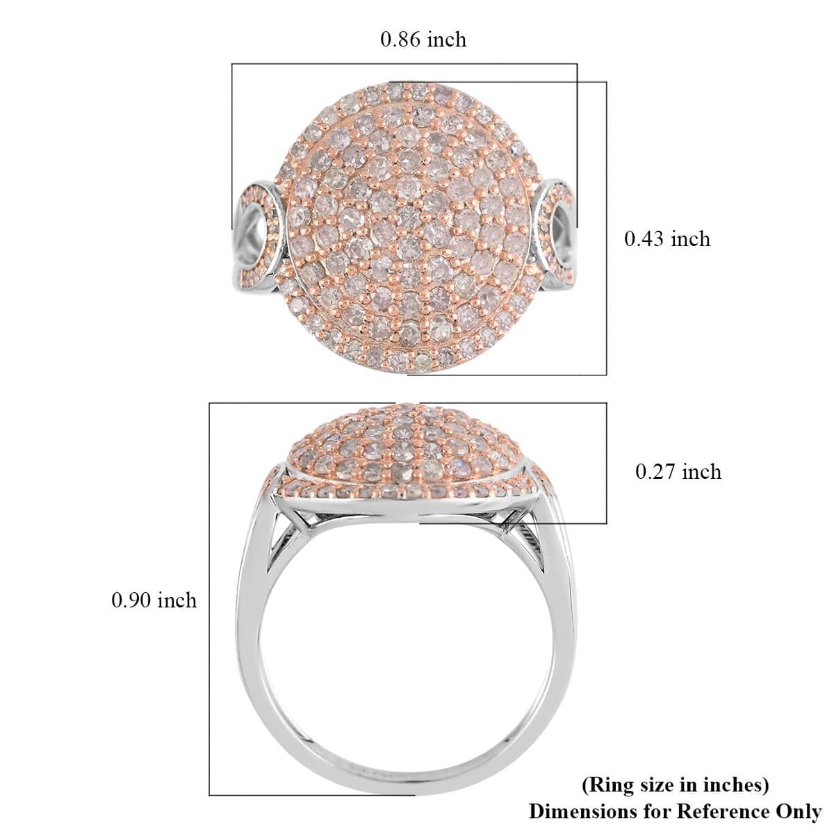 JCK CLOSEOUT Natural Pink Diamond Ring in 14K Rose Gold Over and Sterling Silver 1.25 ctw image number 3
