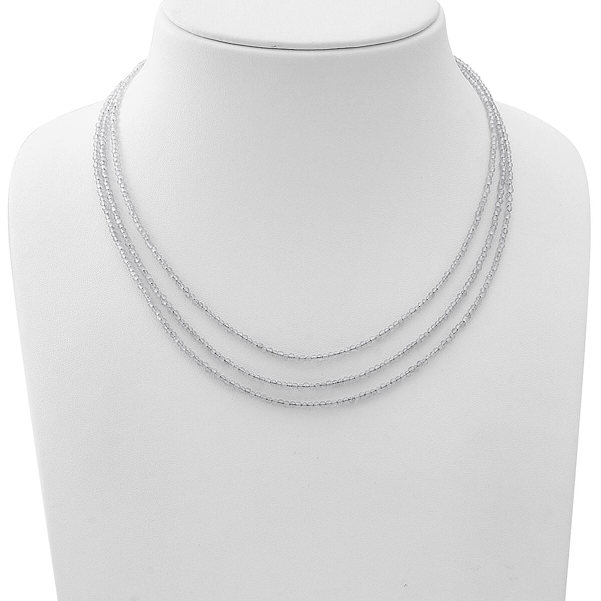 Rainbow Moonstone Bead Necklace, Layered Necklace For Women, Lobster Clasp in Sterling Silver  (18 Inches) 50.00 ctw image number 1