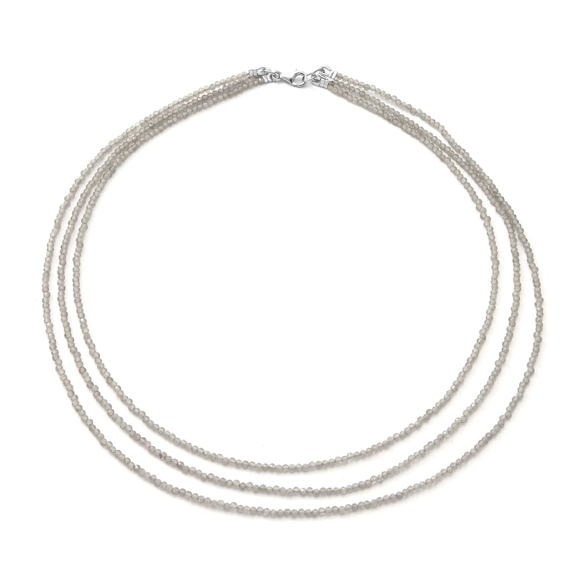 Brazilian Smoky Quartz Bead Necklace, Layered Necklace For Women, Lobster Clasp in Sterling Silver  (18 Inches) 50.00 ctw image number 0