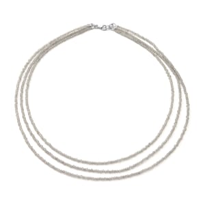 Brazilian Smoky Quartz Bead Necklace, Layered Necklace For Women, Lobster Clasp in Sterling Silver  (18 Inches) 50.00 ctw