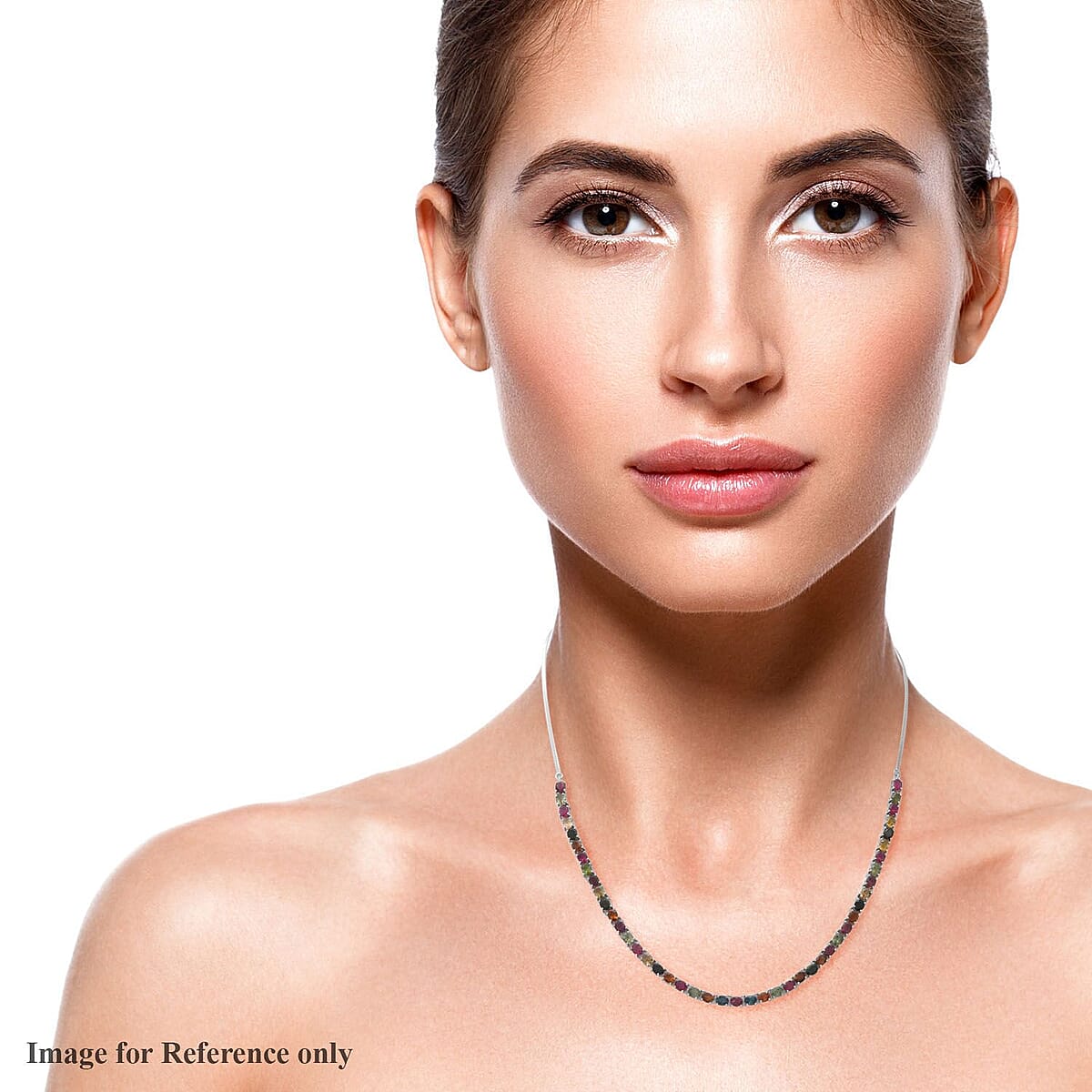 Multi-Tourmaline Tennis Necklace 24 Inches in Platinum Over Sterling Silver 15.60 ctw image number 1