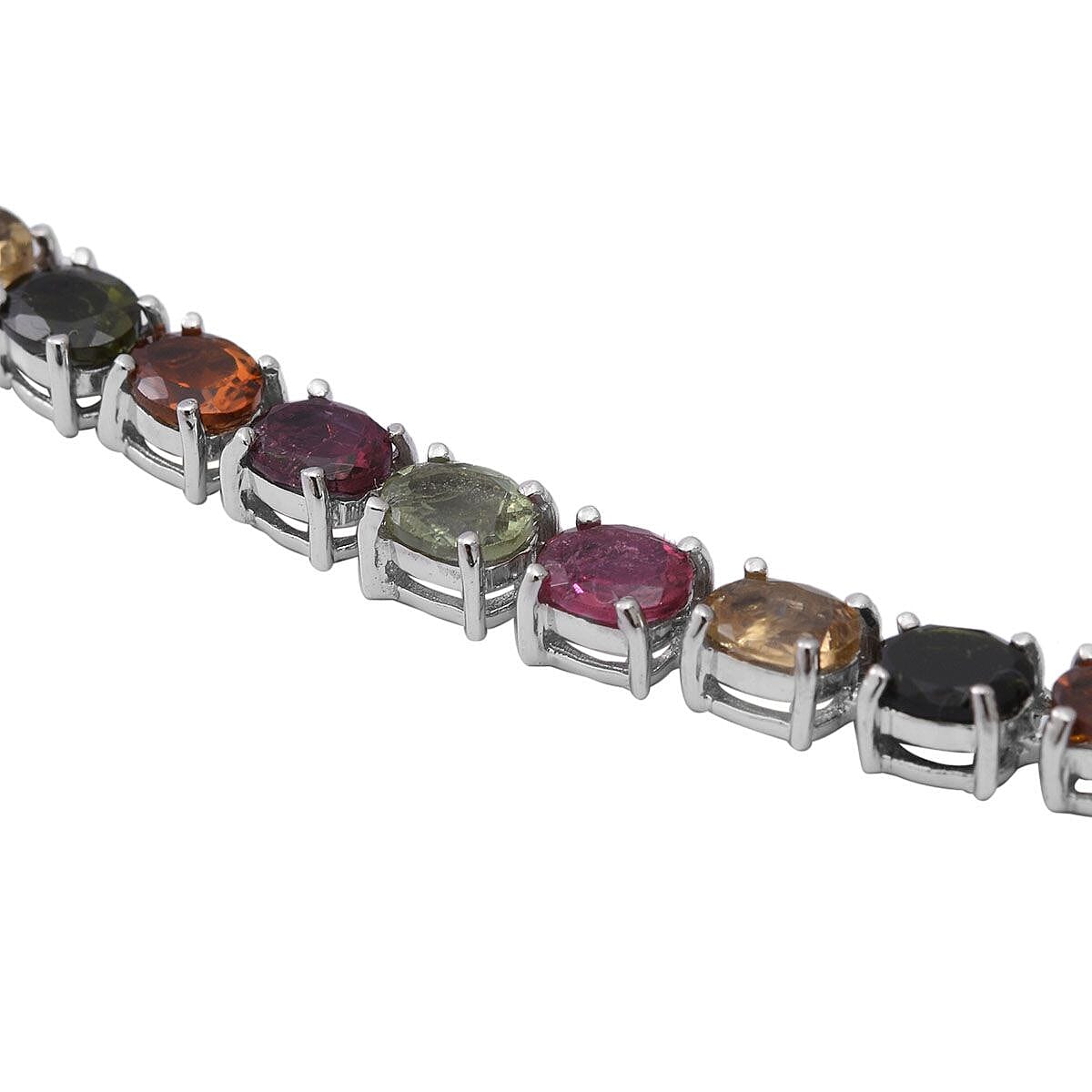Multi-Tourmaline Tennis Necklace 24 Inches in Platinum Over Sterling Silver 15.60 ctw image number 2