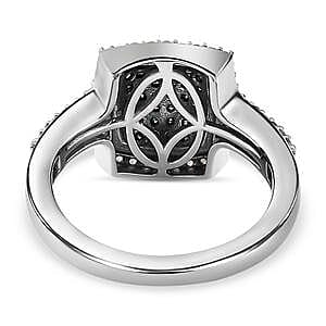 Blue Diamond and White Diamond 0.71 ctw Ring in Platinum Over Sterling Silver (Size 11.5)