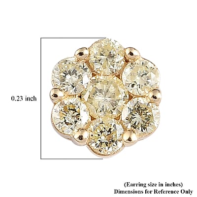 Luxoro 10K Yellow Gold Pressure Set Natural Yellow Diamond I3 Floral Stud Earrings 0.50 ctw