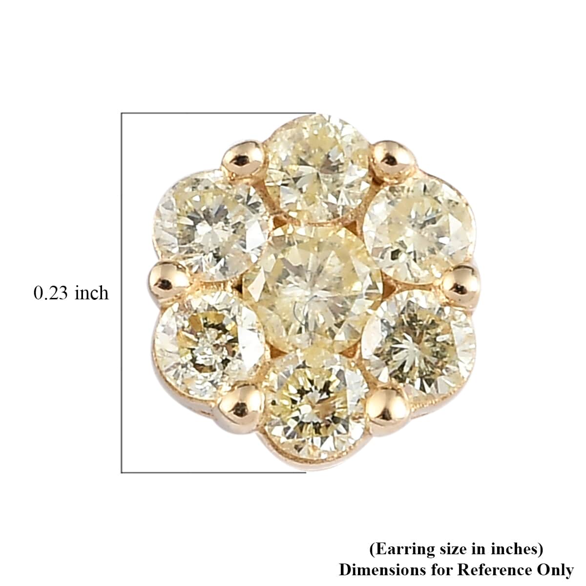 Luxoro 10K Yellow Gold Pressure Set Natural Yellow Diamond I3 Floral Stud Earrings 0.50 ctw image number 4