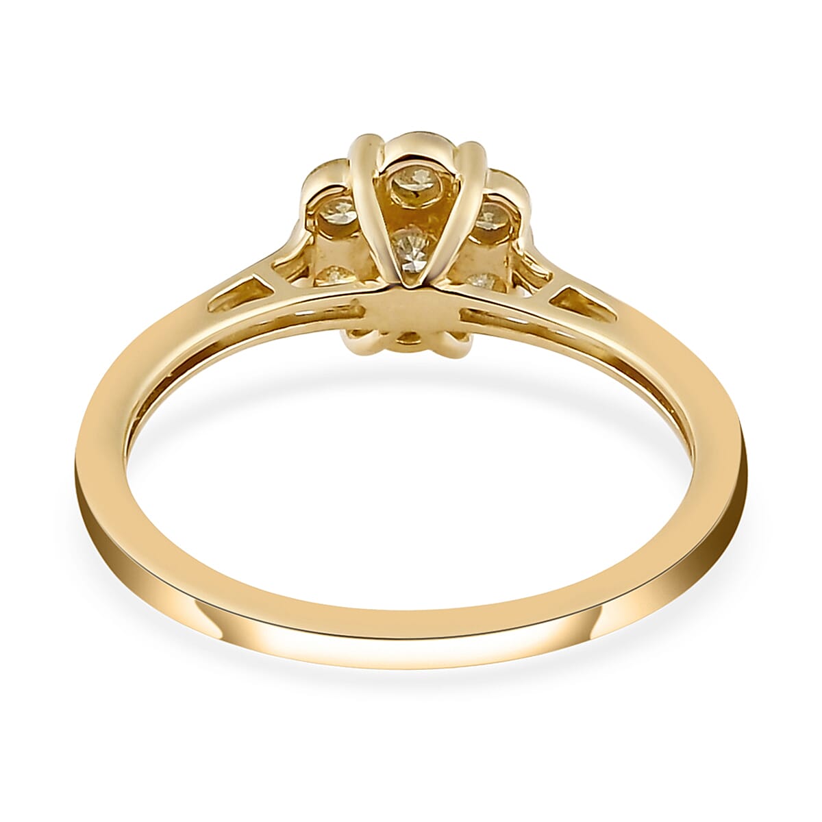 Luxoro 10K Yellow Gold Pressure Set Natural Yellow Diamond I3 Floral Ring (Size 7.0) 0.50 ctw image number 4