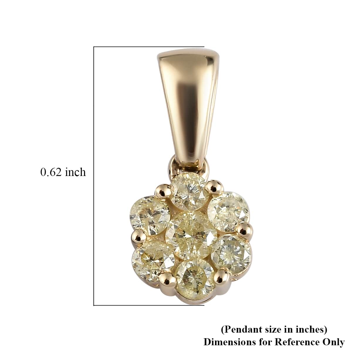 LUXORO 10K Yellow Gold Pressure Set Natural Yellow Diamond I3 Floral Pendant 0.50 ctw image number 5