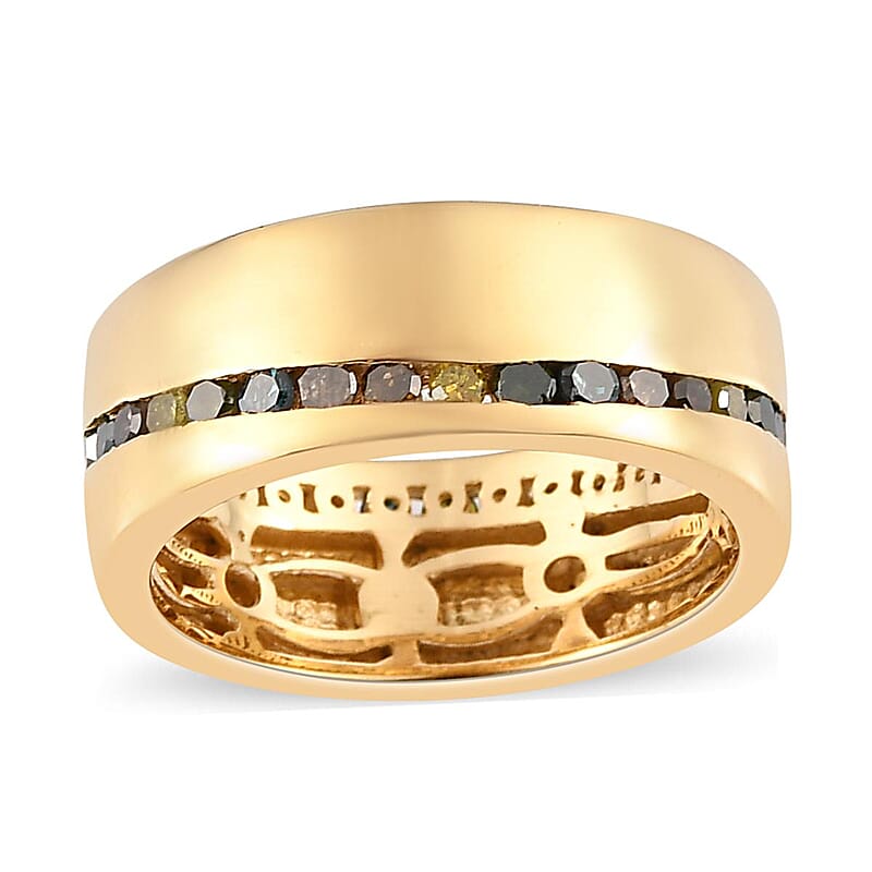 Multi Diamond Full Wave Eternity Ring in Vermeil Yellow Gold Over Sterling Silver (Size 8.0) 1.00 ctw