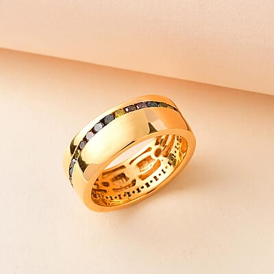 Multi Diamond Full Wave Eternity Ring in Vermeil Yellow Gold Over Sterling Silver (Size 8.0) 1.00 ctw