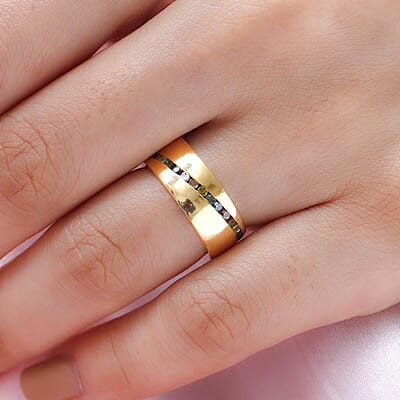 Multi Diamond Full Wave Eternity Ring in Vermeil Yellow Gold Over Sterling Silver (Size 8.0) 1.00 ctw