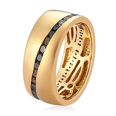 Multi Diamond Full Wave Eternity Ring in Vermeil Yellow Gold Over Sterling Silver (Size 8.0) 1.00 ctw