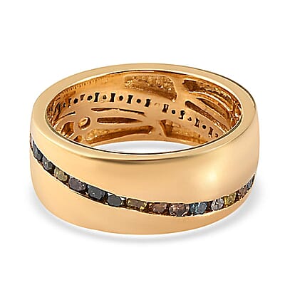 Multi Diamond Full Wave Eternity Ring in Vermeil Yellow Gold Over Sterling Silver (Size 8.0) 1.00 ctw