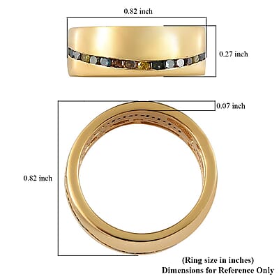 Multi Diamond Full Wave Eternity Ring in Vermeil Yellow Gold Over Sterling Silver (Size 8.0) 1.00 ctw