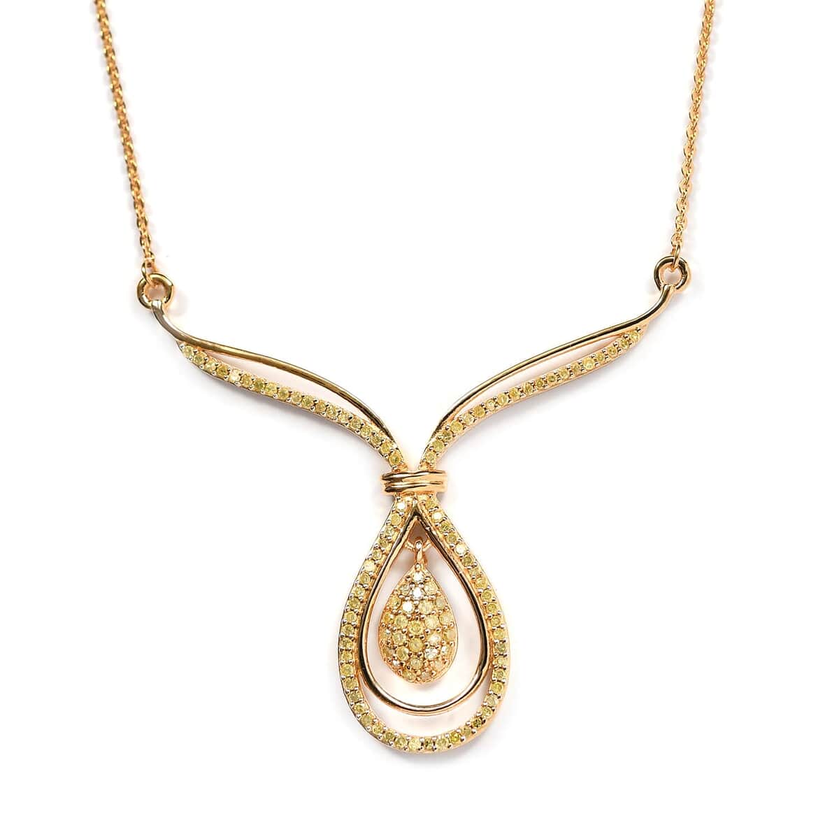 Natural Yellow Diamond I3 Necklace 20 Inches in Vermeil Yellow Gold Over Sterling Silver 0.50 ctw image number 0