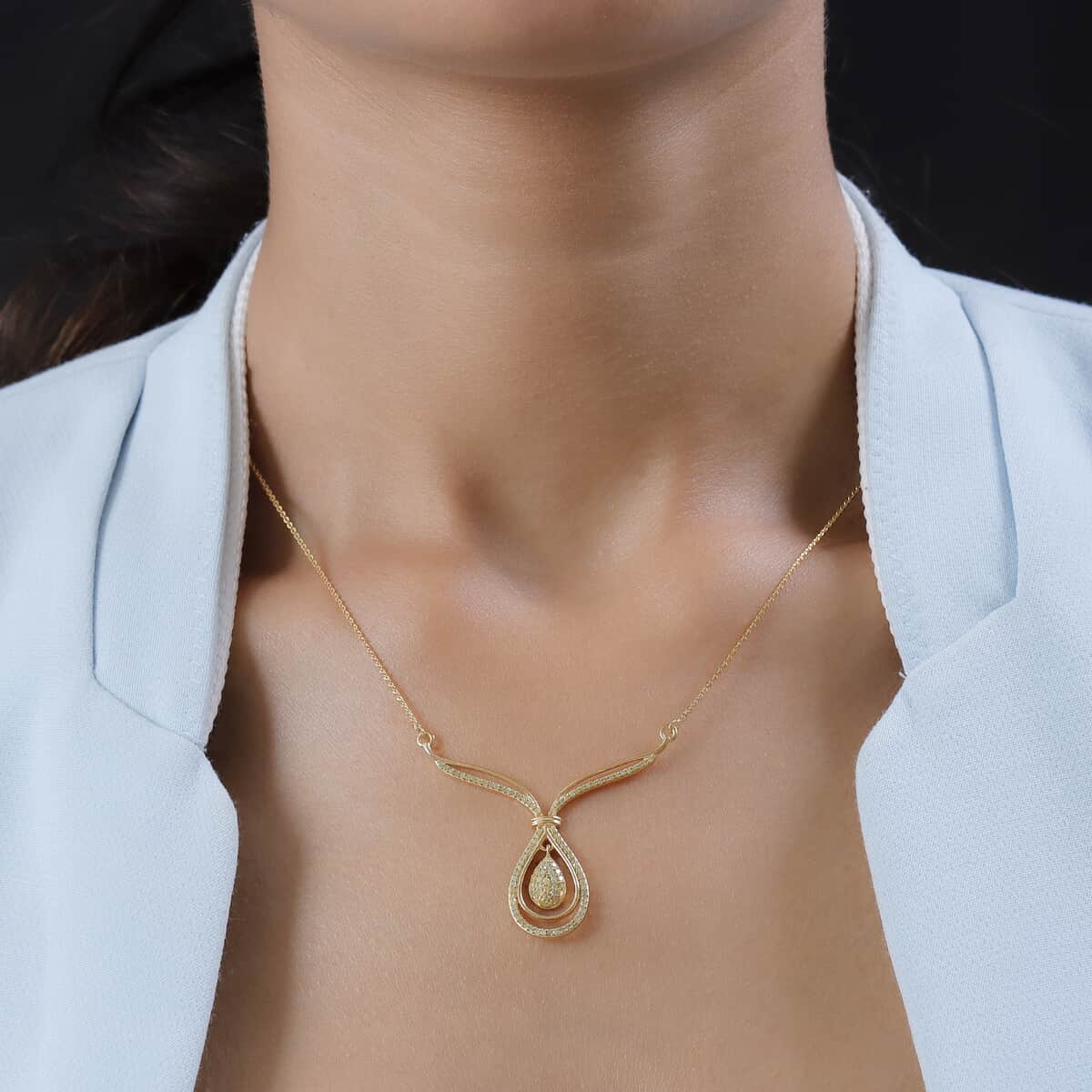 Natural Yellow Diamond I3 Necklace 20 Inches in Vermeil Yellow Gold Over Sterling Silver 0.50 ctw image number 2