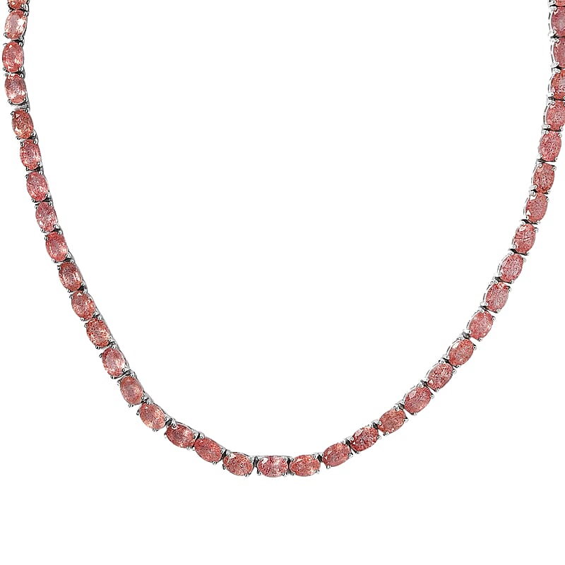 Tanzanian Natronite Tennis Necklace 18 Inches in Platinum Over Sterling Silver 45.60 ctw