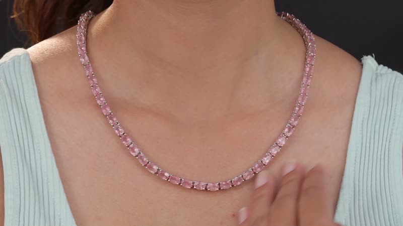 Natural Tanzanian Natronite Tennis Necklace 18 Inches in Platinum Over Sterling Silver 24.80 Grams 50.65 ctw