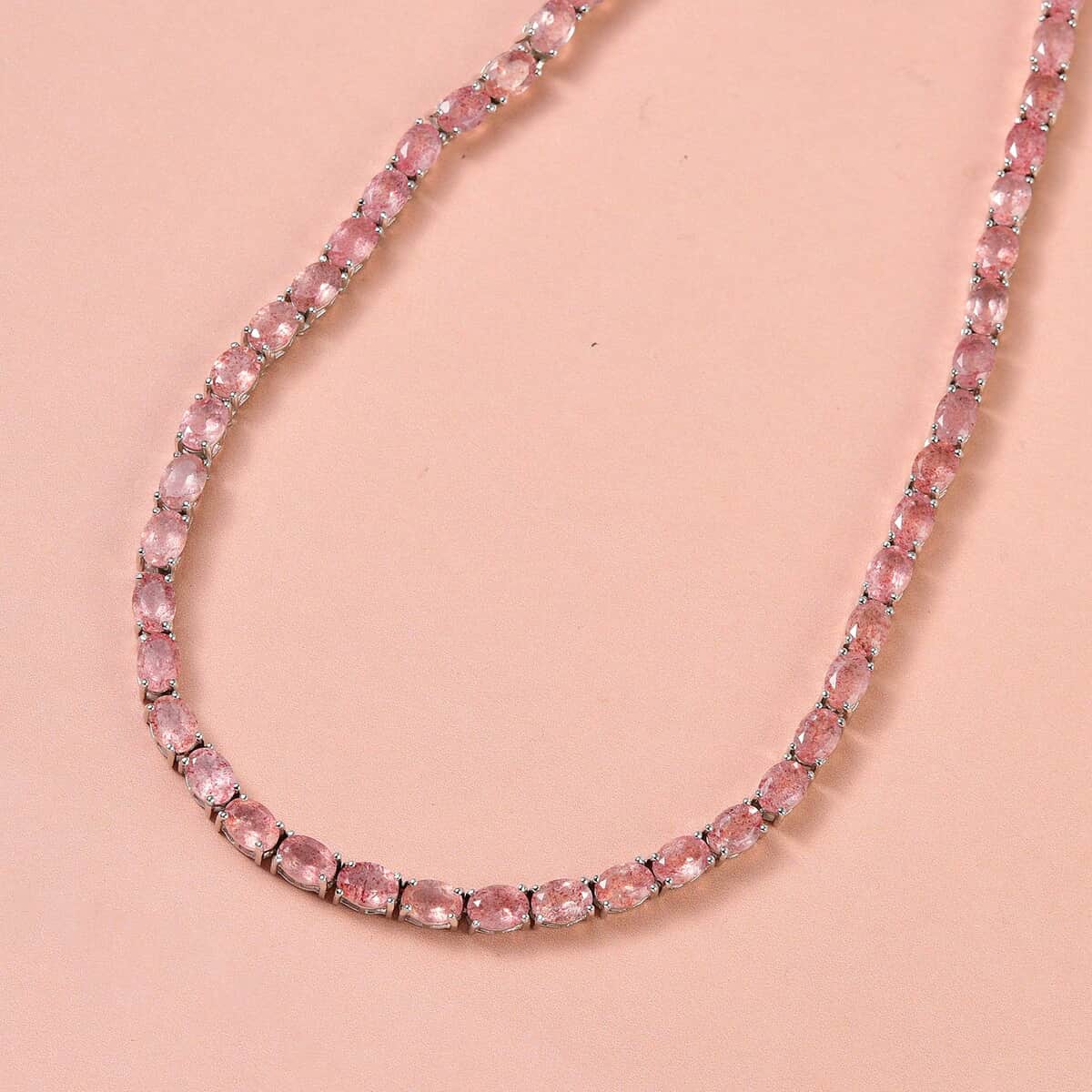 Natural Tanzanian Natronite Tennis Necklace 18 Inches in Platinum Over Sterling Silver 24.80 Grams 50.65 ctw image number 1