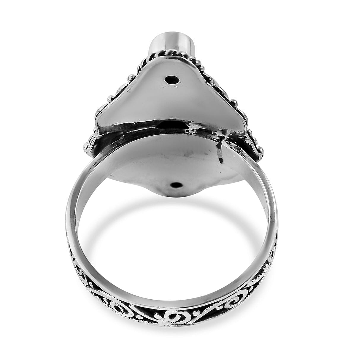 BALI LEGACY Australian Black Tourmaline and Natural Thai Black Spinel Ring in Sterling Silver 9 Grams 5.65 ctw image number 4