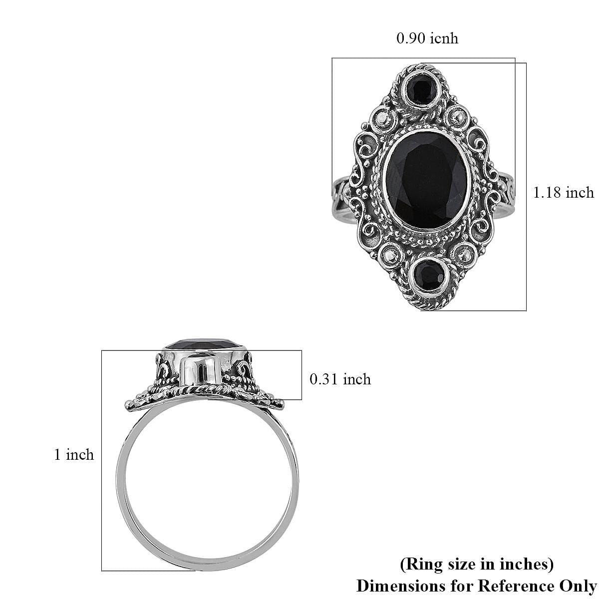 BALI LEGACY Australian Black Tourmaline and Natural Thai Black Spinel Ring in Sterling Silver 9 Grams 5.65 ctw image number 5
