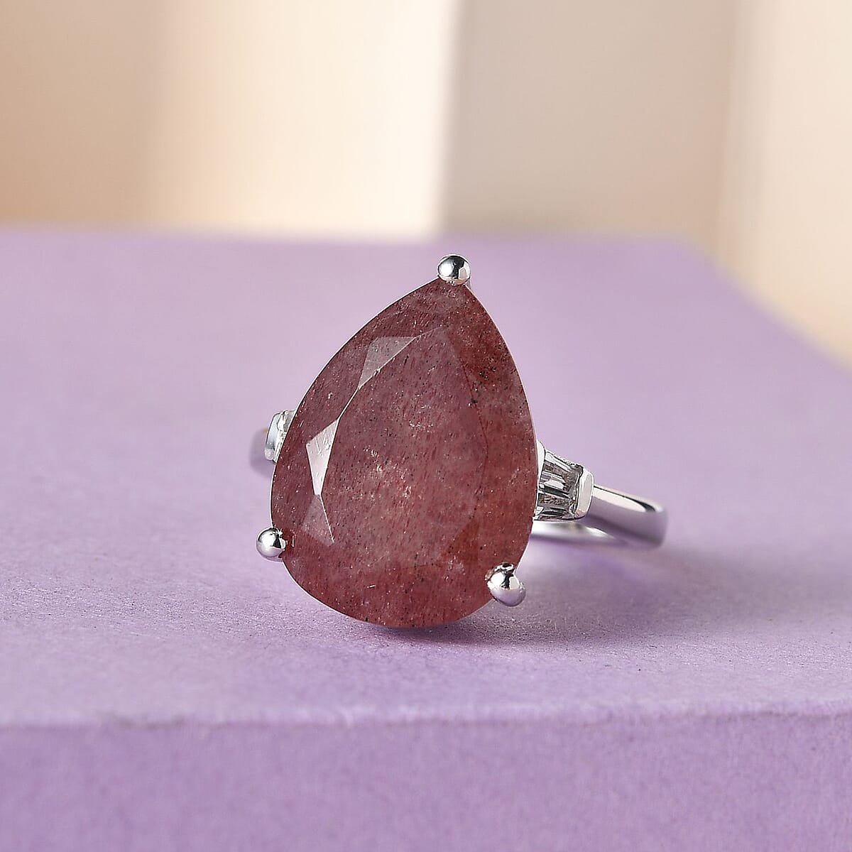 Tanzanian Natronite and White Topaz Ring in Platinum Over Sterling Silver (Size 6.0) 7.65 ctw image number 1