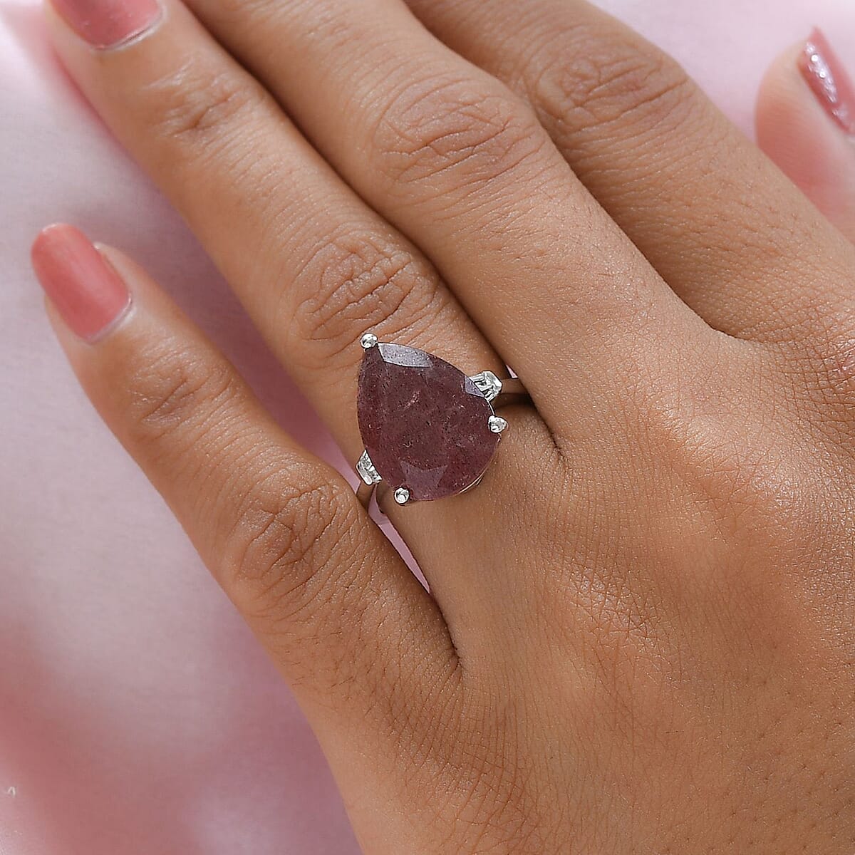 Tanzanian Natronite and White Topaz Ring in Platinum Over Sterling Silver (Size 6.0) 7.65 ctw image number 2