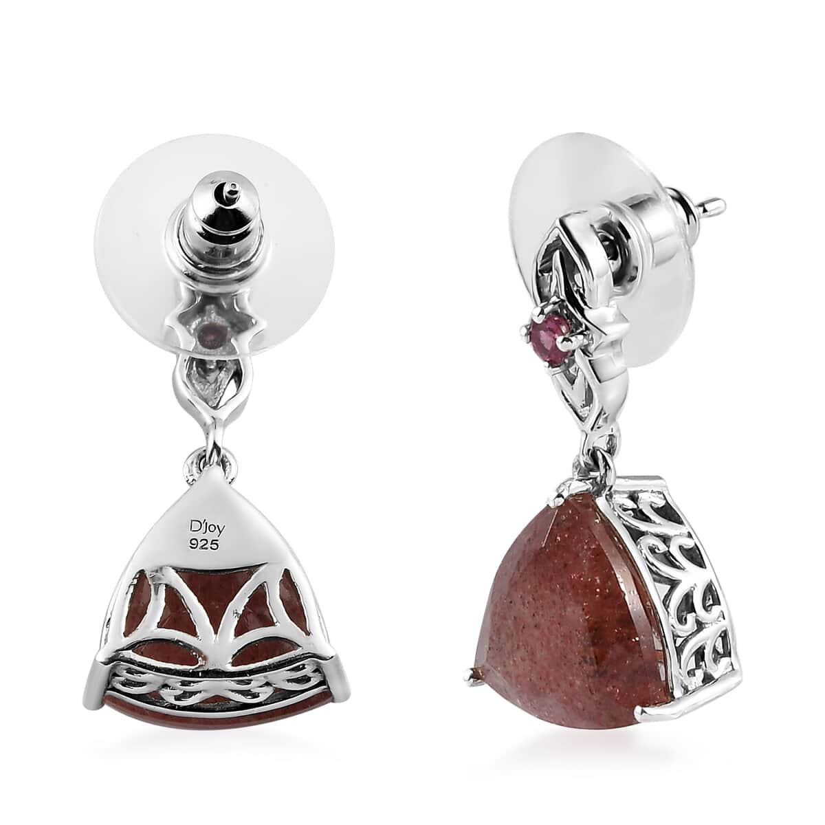 Tanzanian Natronite and Orissa Rhodolite Garnet Dangle Earrings in Platinum Over Sterling Silver 10.35 ctw image number 3