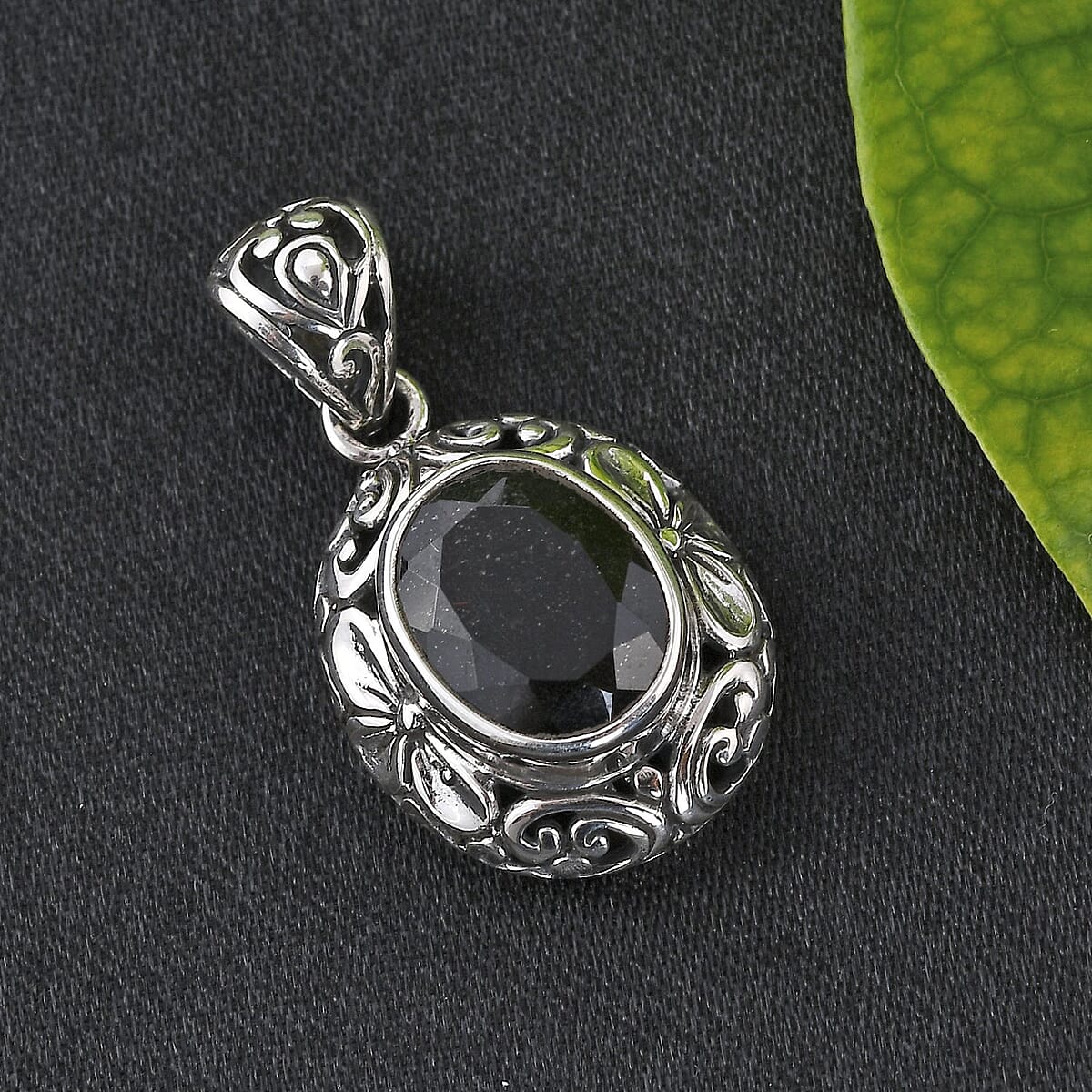 Bali Legacy Australian Black Tourmaline Pendant in Sterling Silver 5.35 ctw image number 1