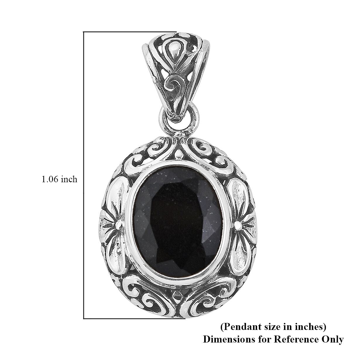 Bali Legacy Australian Black Tourmaline Pendant in Sterling Silver 5.35 ctw image number 5