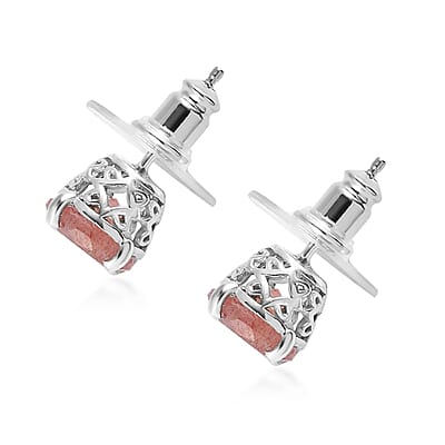 Premium Tanzanian Natronite Solitaire Stud Earrings in Platinum Over Sterling Silver 3.50 ctw