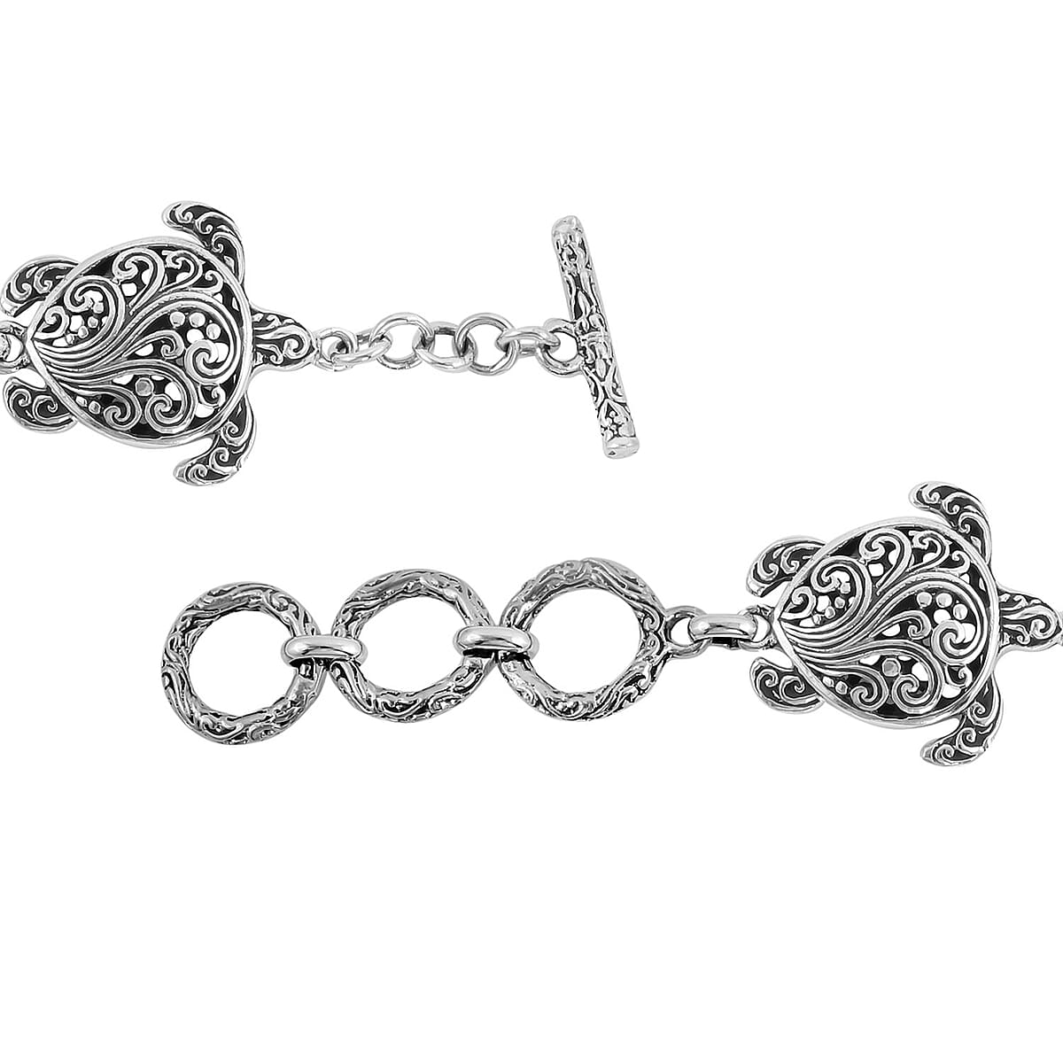 Bali Legacy Sterling Silver Turtle Bracelet (7.50 In) 10.7 Grams image number 3