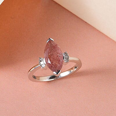 Natural Tanzanian Natronite and Diamond Ring in Platinum Over Sterling Silver (Size 10.0) 1.65 ctw