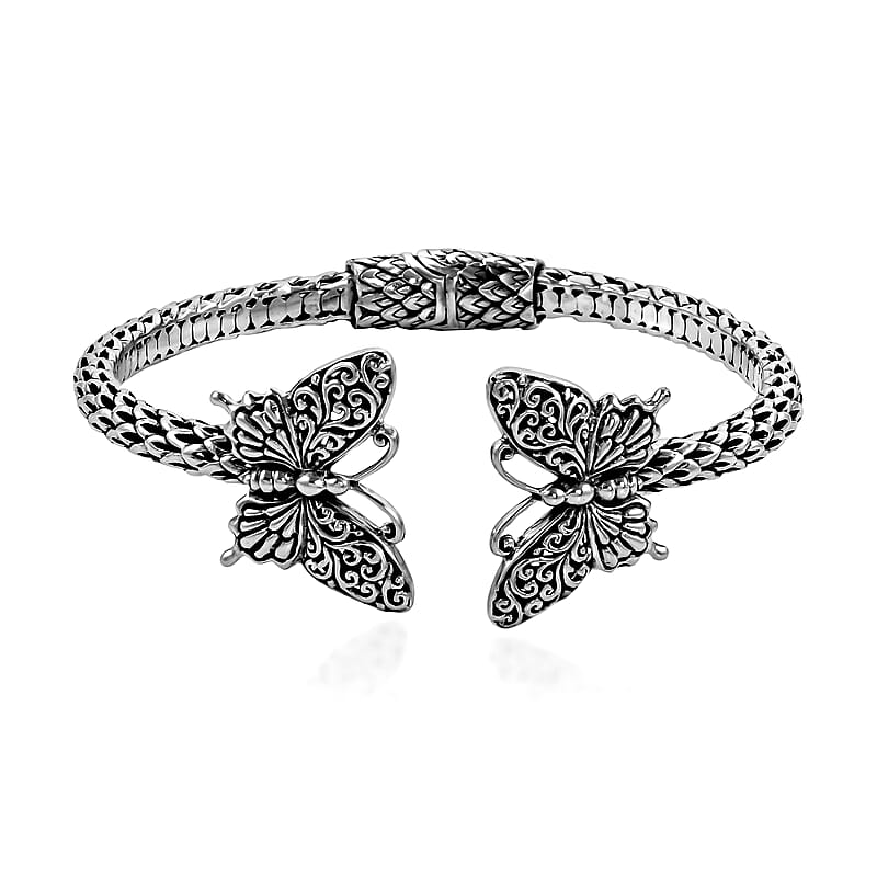 Bali Legacy Sterling Silver Butterfly Cuff Bracelet (7.50 in) 26.20 Grams