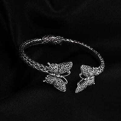 Bali Legacy Sterling Silver Butterfly Cuff Bracelet (7.50 in) 26.20 Grams