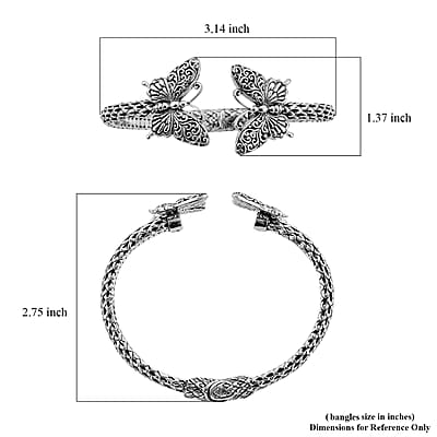 Bali Legacy Sterling Silver Butterfly Cuff Bracelet (7.50 in) 26.20 Grams