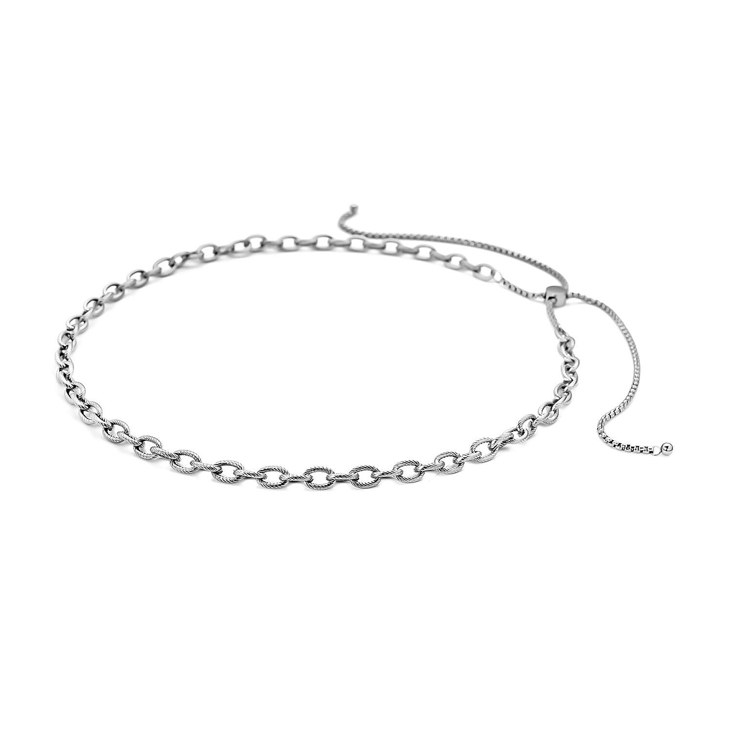 Stainless Steel Cable Chain Necklace with Adjustable Ball Jewelry Size 18-29" - Picture 3 of 7