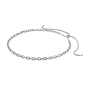 Cable Chain Necklace with Adjustable Ball in Stainless Steel 18-29 Inches, Tarnish-Free, Waterproof, Sweat Proof Jewelry