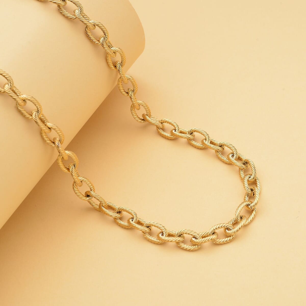 Cable Chain Necklace with Adjustable Ball in ION Plated YG Stainless Steel 18-29 Inches, Tarnish-Free, Waterproof, Sweat Proof Jewelry image number 1