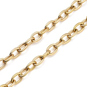 Cable Chain Necklace with Adjustable Ball in ION Plated YG Stainless Steel 18-29 Inches, Tarnish-Free, Waterproof, Sweat Proof Jewelry