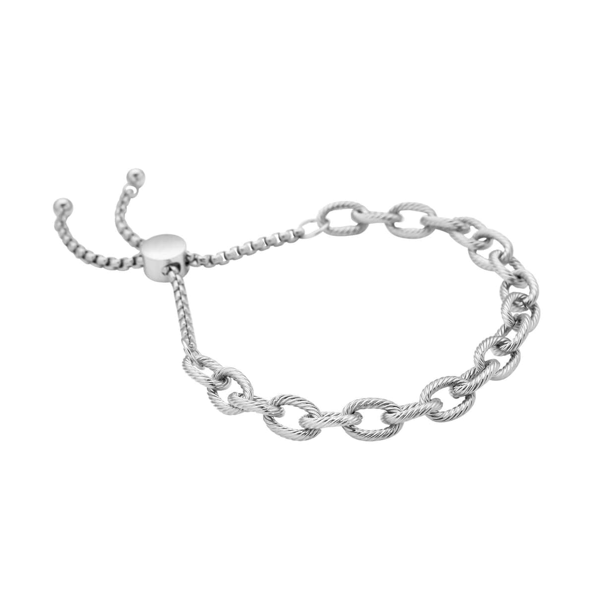 Cable Chain Bracelet with Adjustable Ball in Stainless Steel image number 2