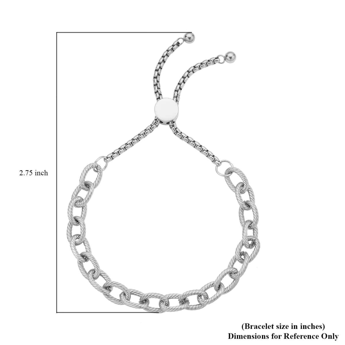 Cable Chain Bracelet with Adjustable Ball in Stainless Steel image number 3