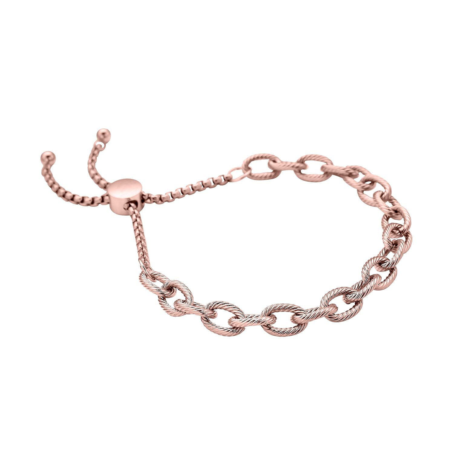 Cable Chain Bracelet with Adjustable Ball in ION Plated RG Stainless Steel , Tarnish-Free, Waterproof, Sweat Proof Jewelry