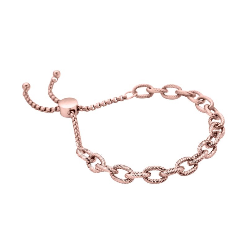 Cable Chain Bracelet with Adjustable Ball in ION Plated RG Stainless Steel , Tarnish-Free, Waterproof, Sweat Proof Jewelry