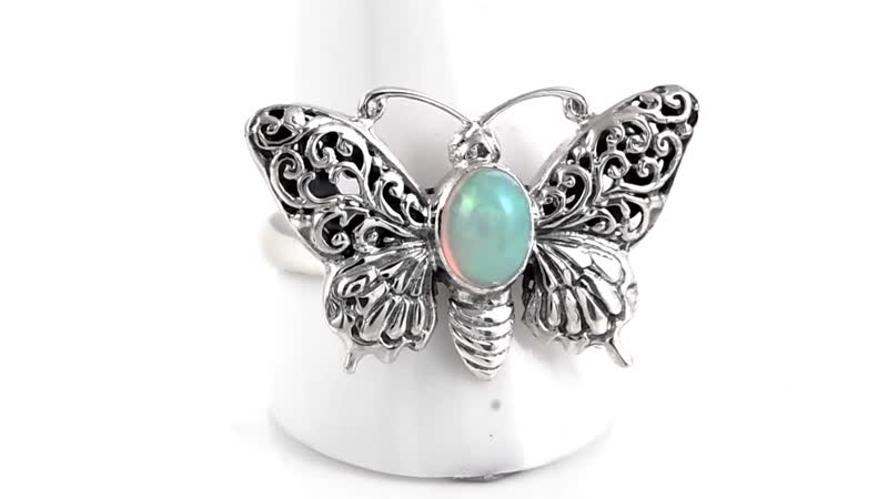 BALI LEGACY Ethiopian Welo Opal Butterfly Ring in Sterling Silver (Size 10.0) (10 g) 0.50 ctw