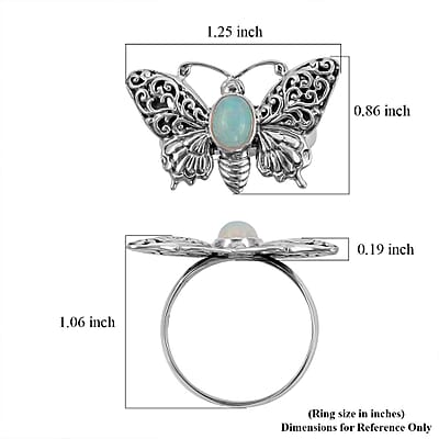 Bali Legacy Ethiopian Welo Opal Butterfly Ring in Sterling Silver (Size 10.0) 0.50 ctw