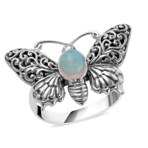 Bali Legacy Ethiopian Welo Opal Butterfly Ring in Sterling Silver (Size 7.0) 0.50 ctw