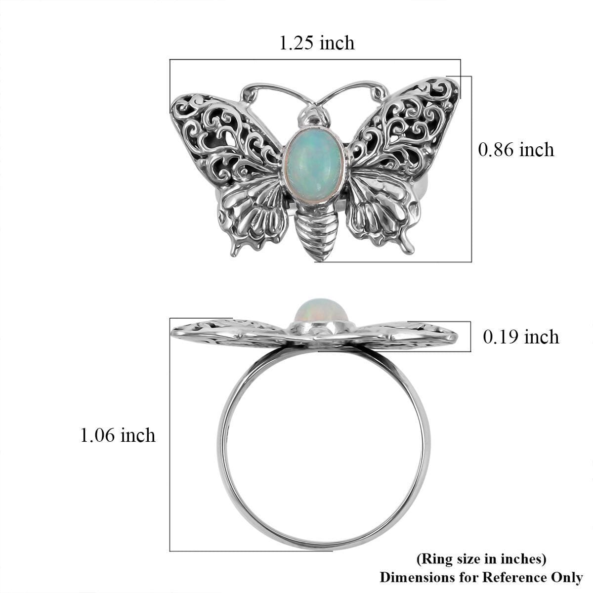 Bali Legacy Ethiopian Welo Opal Butterfly Ring in Sterling Silver (Size 7.0) 0.50 ctw image number 5