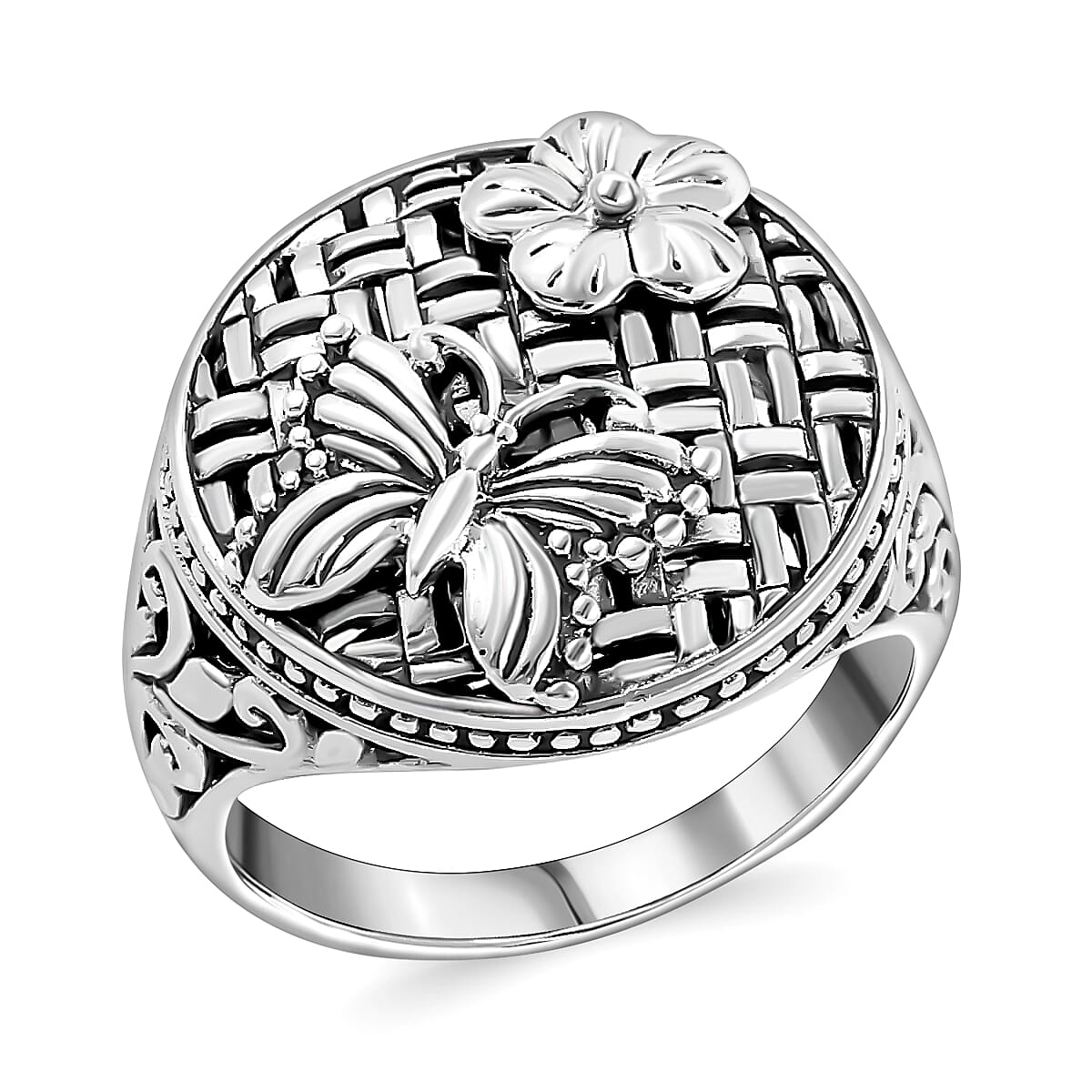 BALI LEGACY Sterling Silver Floral Band Ring (Size 10.0) (2.75 g) image number 0