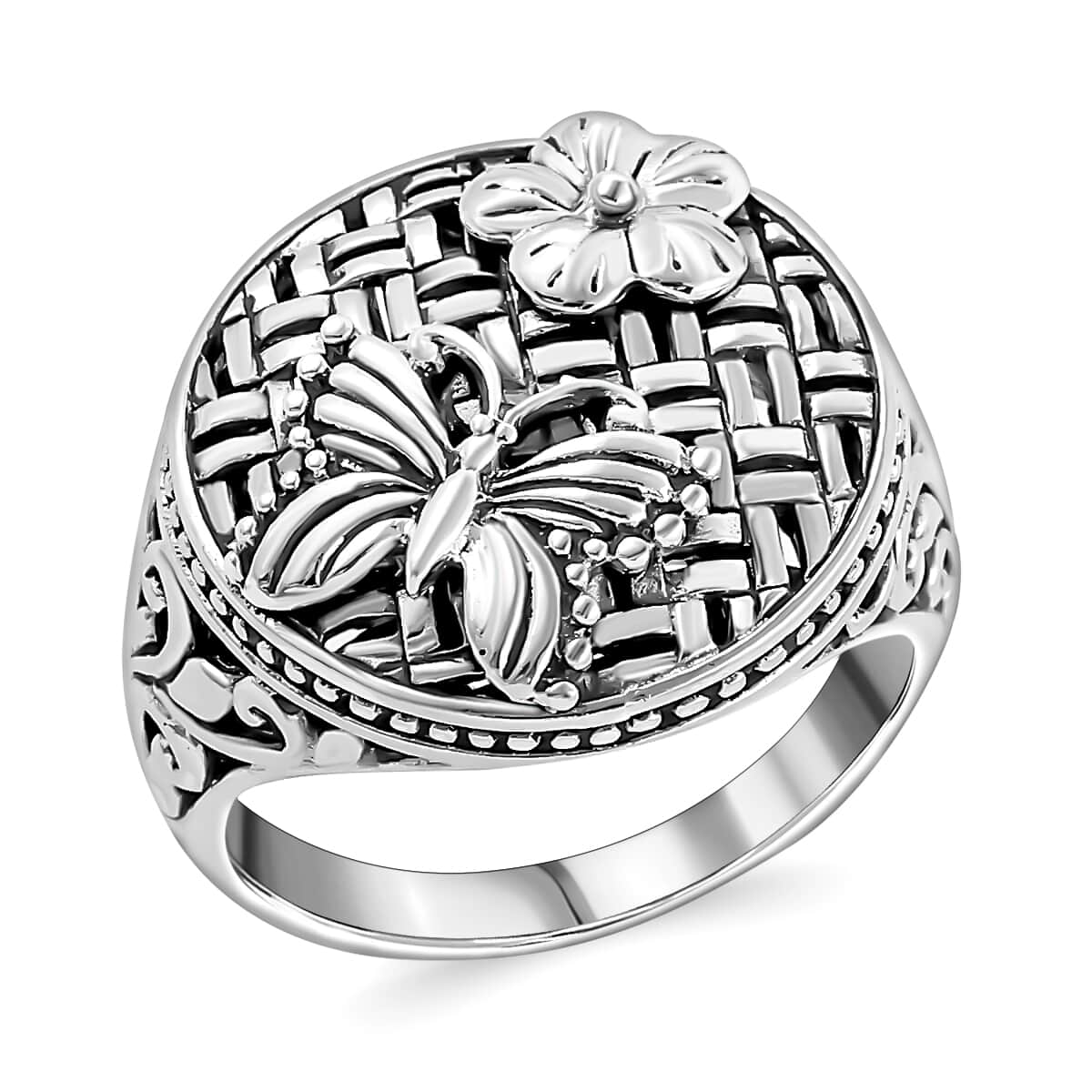 BALI LEGACY Sterling Silver Floral Band Ring (Size 10.0) (2.75 g) image number 0