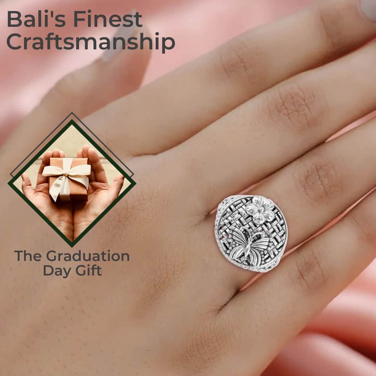 Mother’s Day Gift Bali Legacy Sterling Silver Butterfly Ring, Silver Ring, Jewelry For Her 10 Grams image number 2